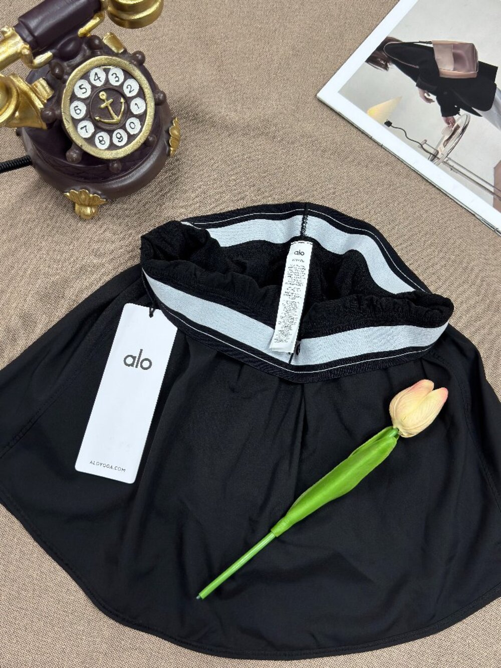 🏓Alo Yoga Match Point Tennis Skirt Black💗Feminine Sporty Activewear Skirt - Picture 5 of 8